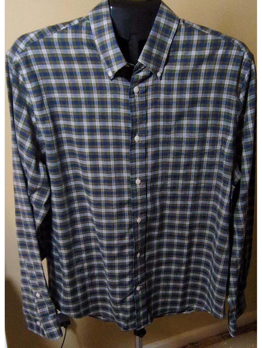 Ralph Lauren Plaid Soft Stretch Green Blue Regular Fit Men's L